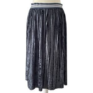 Zara Velvet Accordion Pleat Skirt Large